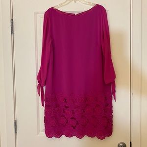 Pink/Fuscia Shift Dress with Lovely Floral Detail